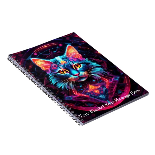 Carnet Chat de gardien cosmique - Neon Galaxy Mandala (Côté Droit)