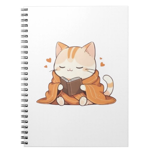 Carnet Chat de lecture cosy Design Kawaii Bookworm Chaton (Devant)