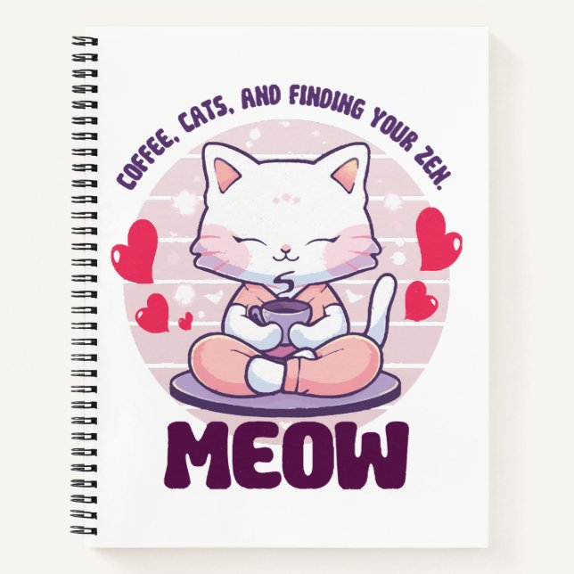 Carnet Chat de méditation - Chat Kawaii (Devant)