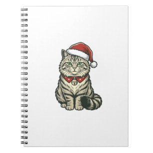 Carnet Chat de Noël Chapeau de Père Noël Dessin de Gravur