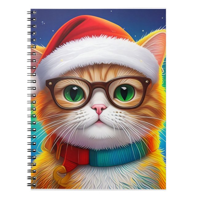 Carnet Chat de Noël mignon Santa Claus-68265 (Devant)