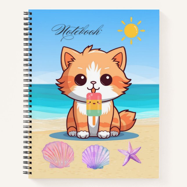 Carnet Chat de plage d'été (Devant)