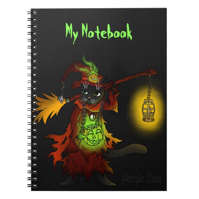 Carnet Chat de sorcière noire d'Halloween (Devant)