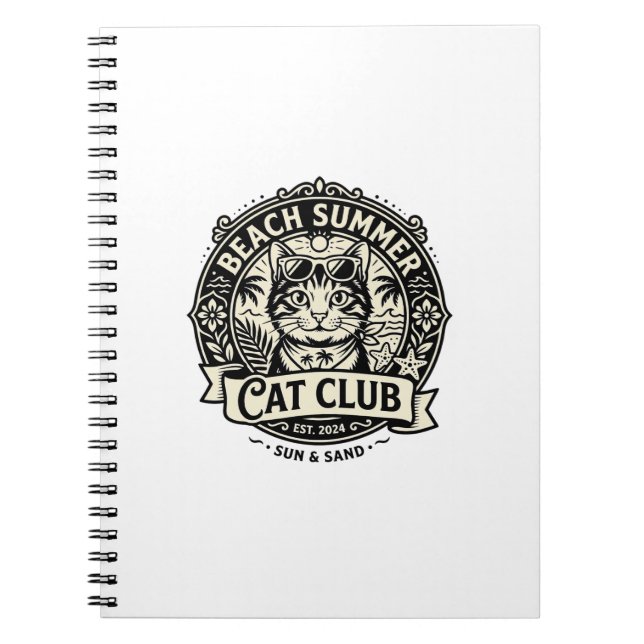 Carnet Chat d'été de plage Graphique de chat drôle - Été  (Devant)