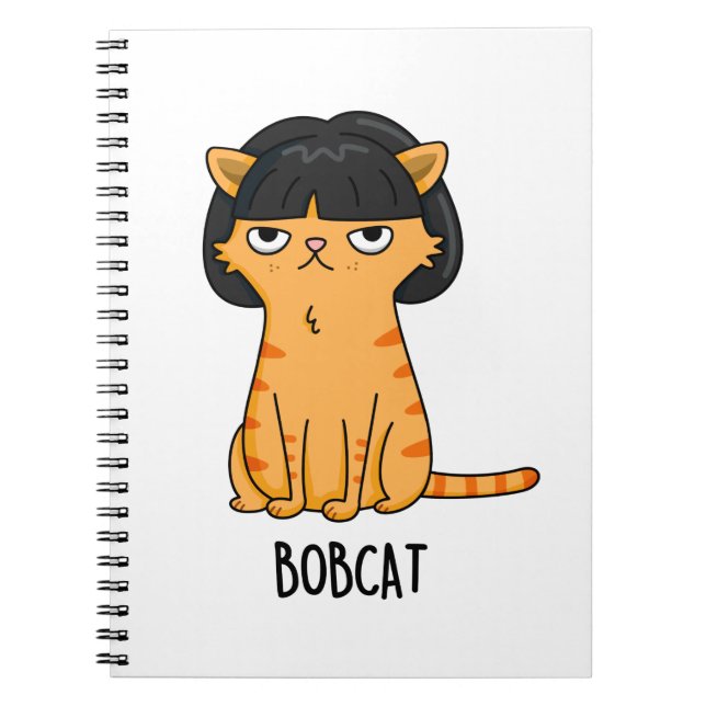 Carnet Chat drôle de lynx pun cheveux courts Bob (Devant)