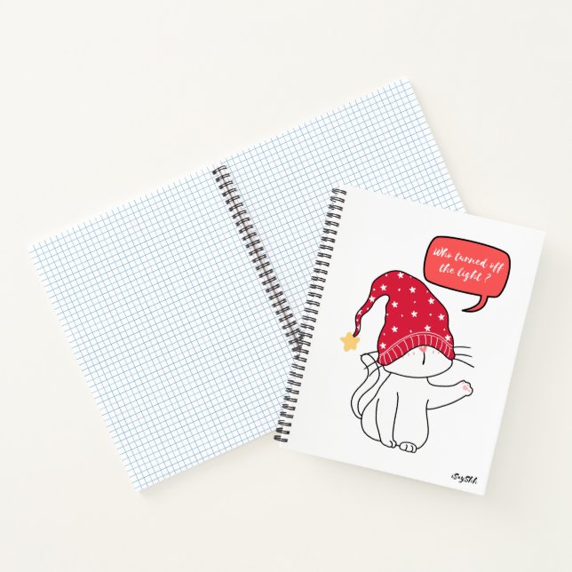 Carnet chat drôle, qui a éteint la lumière? (Intérieur)