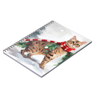 Carnet Chat du Bengale à Noël de neige