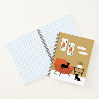 Carnet Chat du milieu du siècle et Chihuahua noir