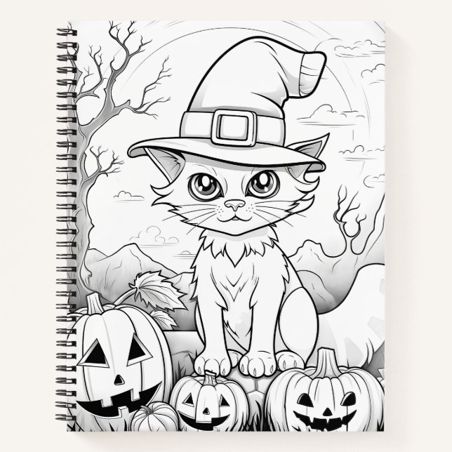 Carnet Chat éffrayant et Citrouilles | Halloween (Devant)