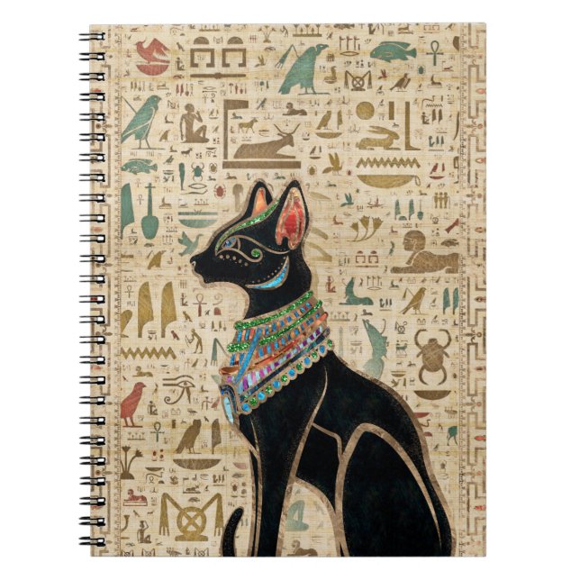 Carnet Chat égyptien - Bastet sur le papyrus (Devant)