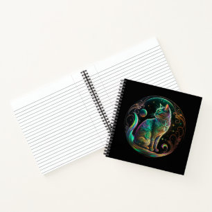 Carnet Chat élégant d'art moderne psychedelique