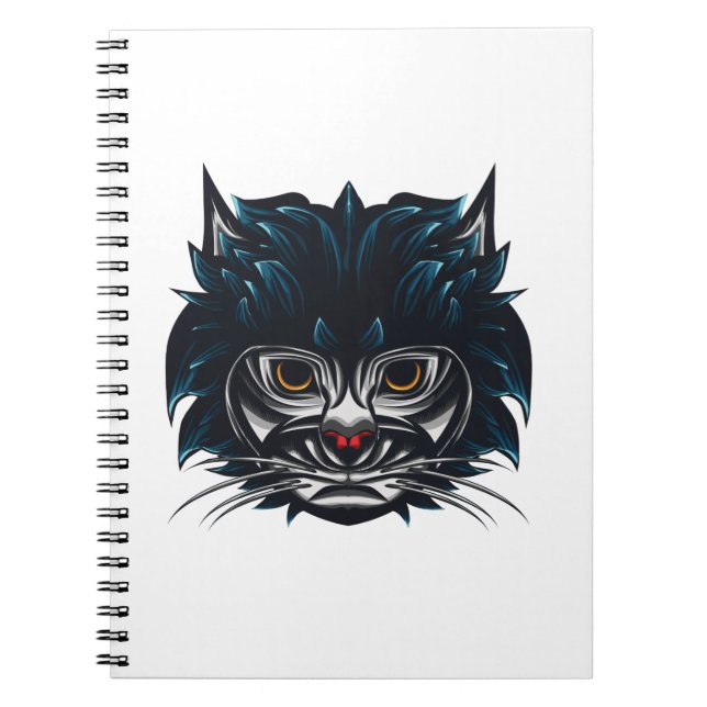 Carnet Chat en colère de style tribal (Devant)