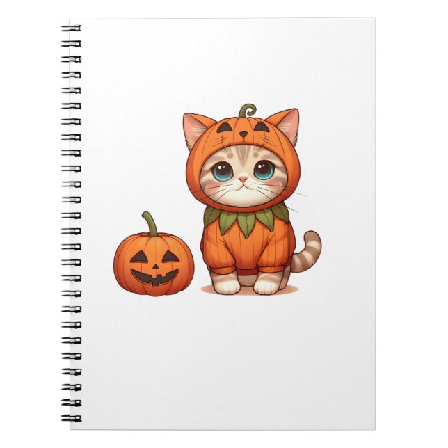 Carnet Chat en costume Citrouille pour Halloween (Devant)
