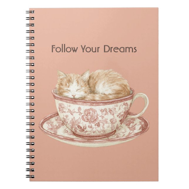 Carnet Chat Endormi Dans Une Tasse (Devant)
