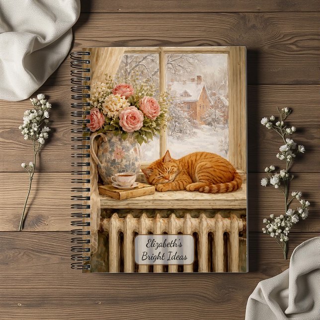 Carnet Chat endormi Fenêtre d'hiver (Créateur téléchargé)