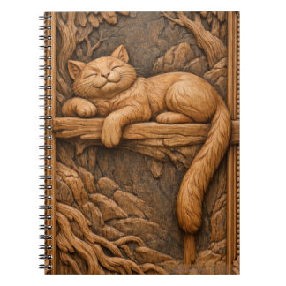Carnet Chat endormi sur une branche d'arbre – Sculpture s
