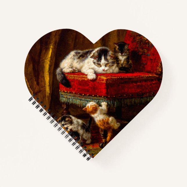 Carnet Chat et chatons Jouer avec chaise (Devant)