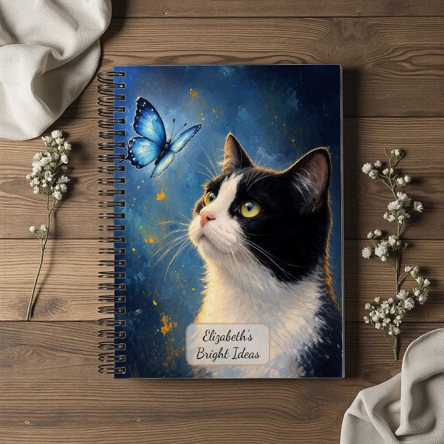 Carnet Chat et papillon bleu (Créateur téléchargé)