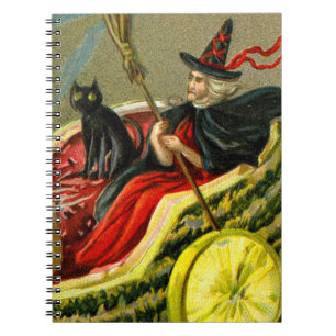 Carnet Chat et sorcière vintage d'Halloween noir