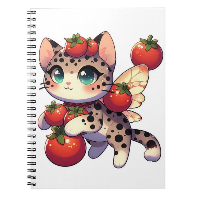 Carnet Chat fée mignonne avec tomates (Devant)