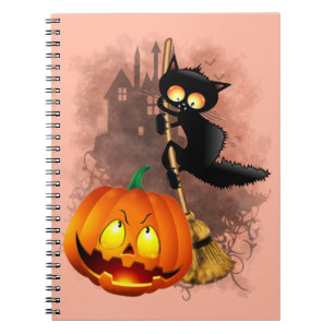 Carnet Chat Fun Halloween personnage effrayé par un Citro