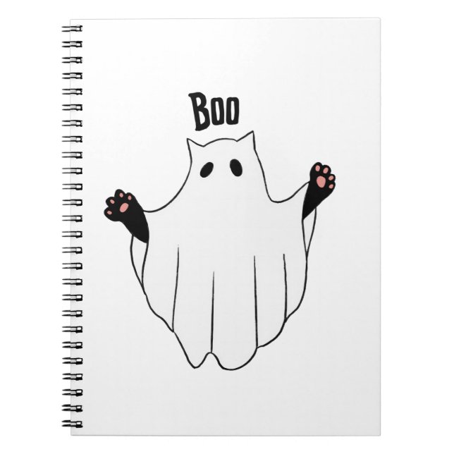 Carnet Chat Ghost Boo Halloween Funny Chat Noir Éffrayant (Devant)