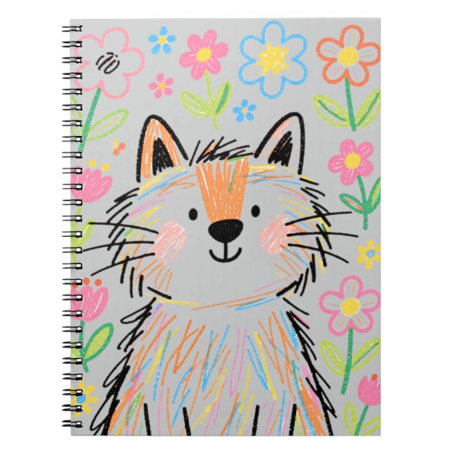 Carnet Chat Gribouillis Gris (Devant)