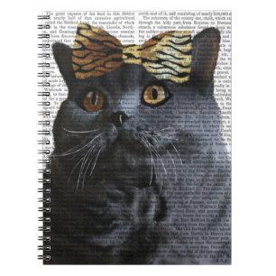 Carnet Chat gris avec l'arc de léopard