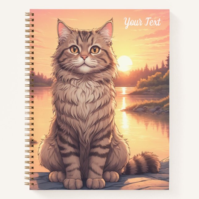 Carnet Chat Gris Tabby au bord du Lac (Devant)