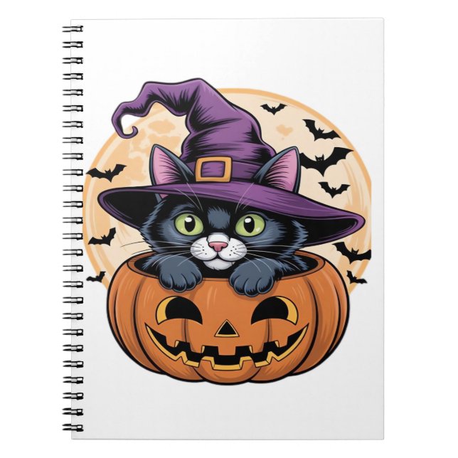 Carnet Chat Halloween Citrouille Chat noir T-shirt surdim (Devant)