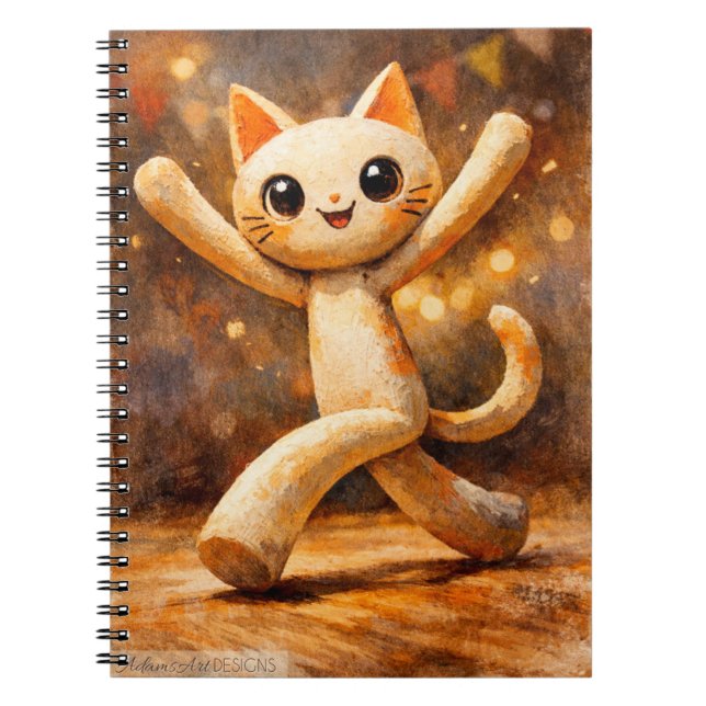 Carnet Chat Heureux Danseur Art Fantaisiste (Devant)