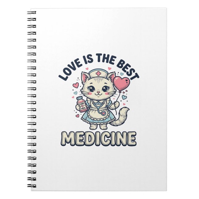 Carnet Chat infirmière mignonne L'amour est la meilleure  (Devant)
