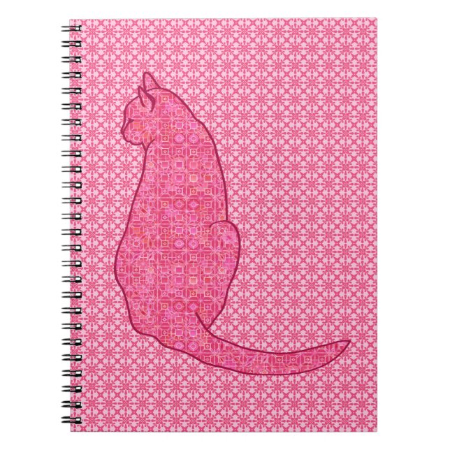 Carnet Chat japonais - Fuchsia Pink Batik (Devant)