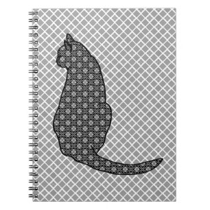Carnet Chat japonais - Kimono noir et blanc