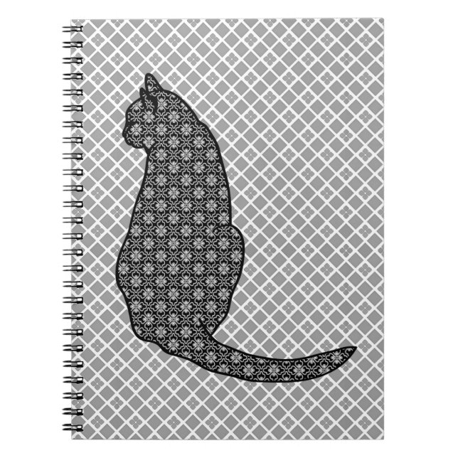 Carnet Chat japonais - Kimono noir et blanc (Devant)