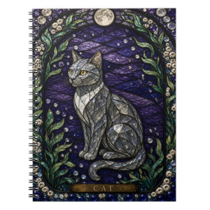 Carnet Chat Jardin Clair de Lune Illumina Vitrail