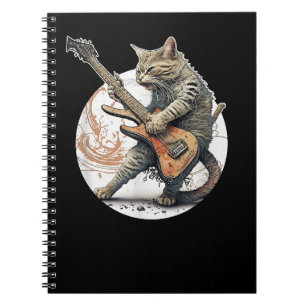 Carnet Chat Jouer Guitare Rock Chat Lourd Métal Chat Mus