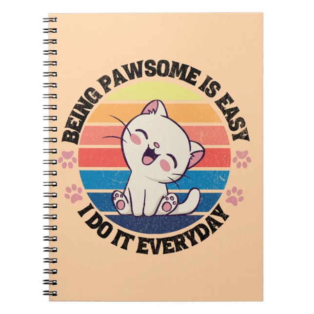Carnet Chat Kawaii blanc mou (Devant)