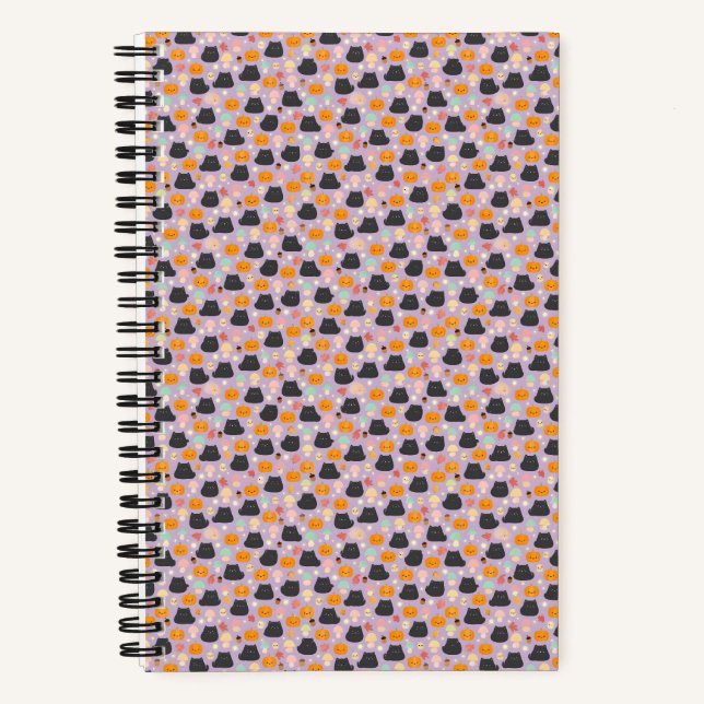 Carnet Chat Kawaii d'automne et citrouille (Recto)