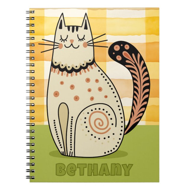 Carnet Chat Kitty Retro Milieu du Siècle Personnalisé (Devant)