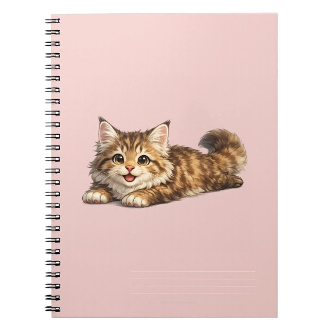 Carnet Chat Maine Coon heureux Design de vibrations posit (Devant)