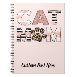Carnet Chat Maman Rose Floral & Leopard Paw