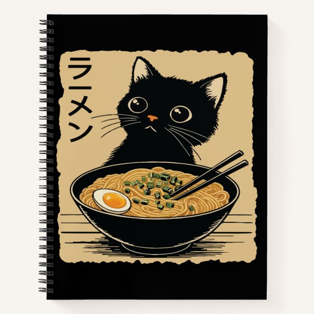 Carnet Chat mangeant des ramen  (Devant)