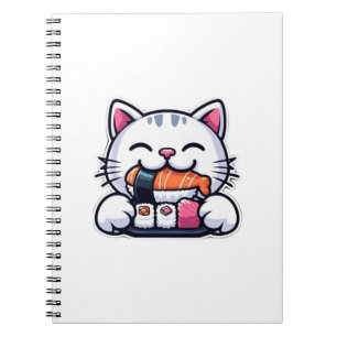 Carnet Chat mangeant des sushis
