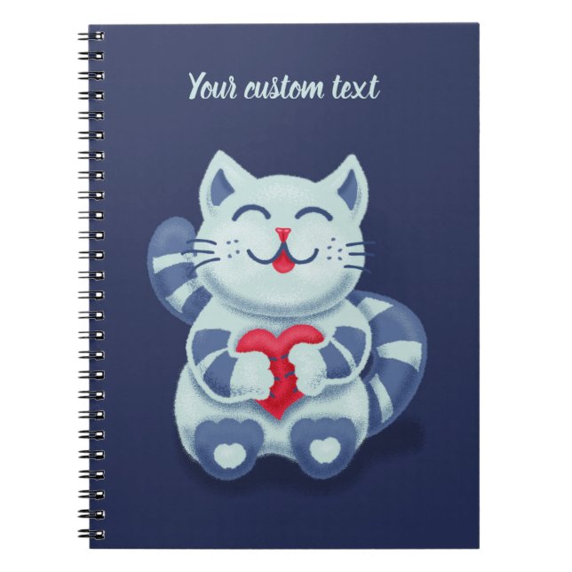 Carnet Chat Mignon Bleu Saint Valentin Enfants (Devant)