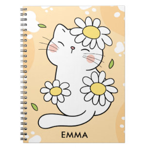 Carnet Chat mignon Daisy Dessin animé Personnalisé