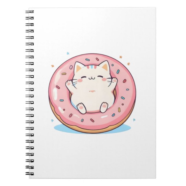 Carnet Chat mignon dans un design doux Kawaii de beignet (Devant)