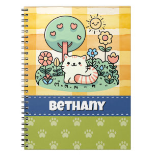 Carnet Chat Mignon Dans Un Jardin Dessin Personnalisé