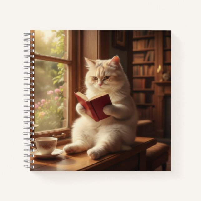Carnet Chat mignon en lecture (Devant)