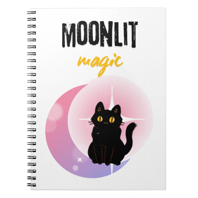 Carnet chat mignon et lune  (Devant)